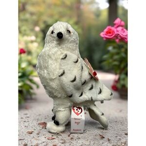 Ty Beanie Babies Summit Snowy Owl Plush 2007 White Black Spots 6" w/‎ Tags